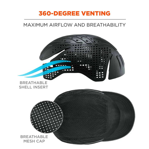 Skullerz 8955 Featherweight Bump Cap Baseball Style Hat With Breathable Head Protection Micro Brim Black For Worksite Safety And All Day Comfort Ideal For Tradesmen On The Job And Construction Pros