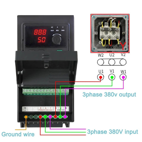 380V VFD Variable Frequency Drive Inverter For 1.5KW 2.2KW 3KW 4KW 5.5KW Motors 220V Three Phase Motor Speed Controller With Adjustable 0 To 400Hz Output Frequency Industrial Grade Inverter Converter wiring diagram with 3-phase 380V input