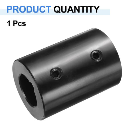 Rigid Shaft Coupling 1-1/8 Inch Bore, 2-1/8 Inch Outer Diameter, 3 Inch Length With Two Set Screws, Black Oxide 1045 Steel