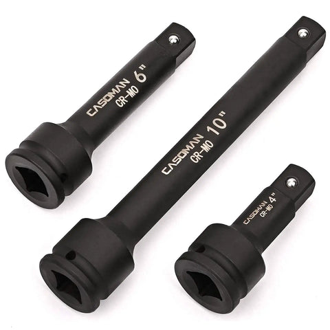 Three Quarter Inch Drive Impact Extension Bar Set In CR MO Steel With Black Oxide Finish Includes Four Inch Six Inch And Ten Inch Socket Extensions