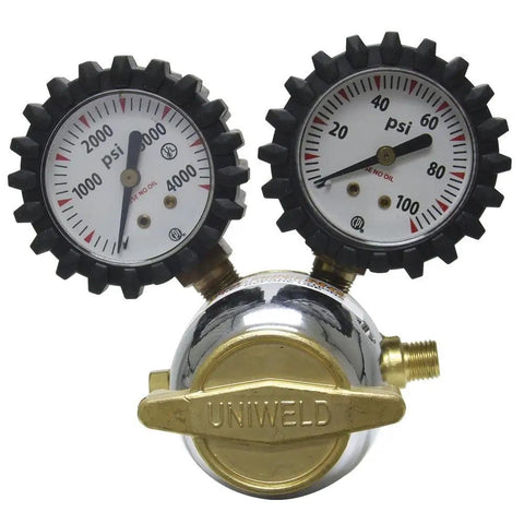Patriot Series Oxygen Regulator With A Outlet Connection And 540 CGA Inlet For Welding And Cutting Jobs, close-up gauges