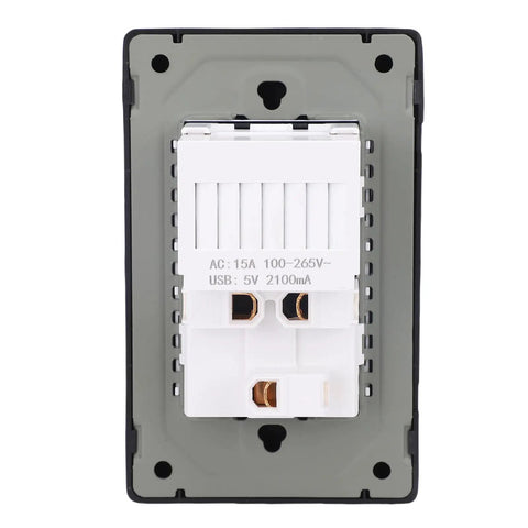 Rock Solid Heavy Duty Wall Outlet With Usb And Type C Ports Flame Retardant Electrical Receptacle 15A Steel Frame front view with ports