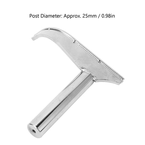 Side view of ZDETGU J-curved lathe tool rest with 25mm post, hardened steel
