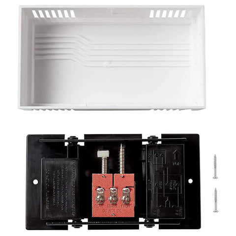 Interior components of White 2-Note Wired Mechanical Door Bell Chime CHM1 For Home Upgrade Replacement with screws