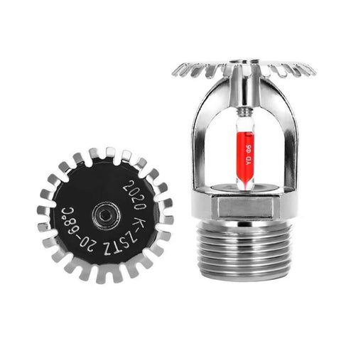 Eight Pack Heavy Duty Fire Sprinkler Heads 3 4 Inch Dn20 Solid Brass Chrome Plated 68 Degree Automatic Heat Trigger Built Different Top Tier with detail view of head and mounting base
