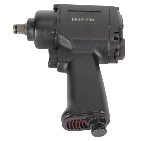 1/2 Inch Pneumatic Air Impact Wrench Featuring Double Hammer Mechanism And Five Position Torque Control For Professional Auto Repair side view showing robust design and air inlet connection.