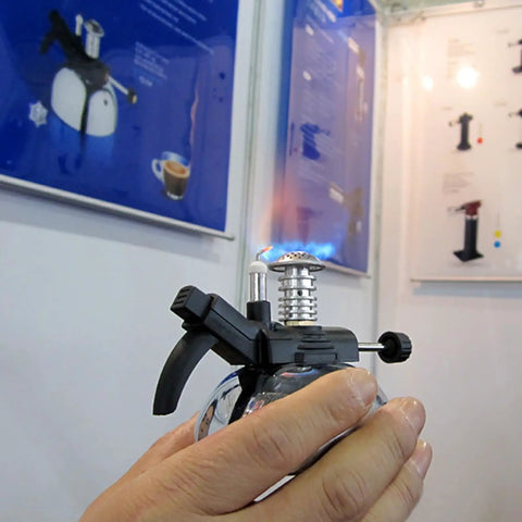 Mini Butane Burner Portable Gas Stove With Aluminum Rack For Outdoor Camping And Home Science Experiments in hand
