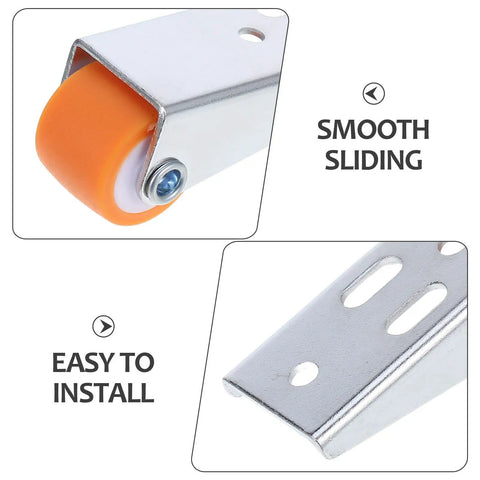 Heavy Duty Sliding Door Track Wheels Two Pack Nylon And Galvanized Steel Caster Rollers For Wooden Barn Wardrobe Doors close-up of smooth rolling wheel and metal bracket for easy installation.