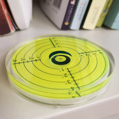 3.15 Inch Magnetic Bullseye Bubble Level Featuring Rock Solid Rear Magnet For RV And Heavy Machinery Workshop must have tool, yellow design.