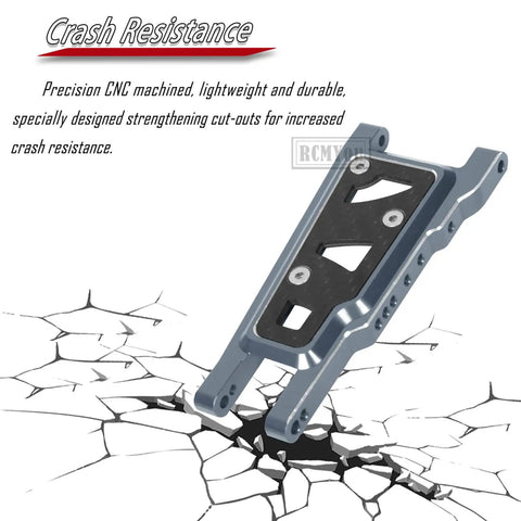 Beefed Up Alloy Front And Rear Suspension Arm Upgrade Kit for 1/10 Slash 4x4 with crash-resistant design on cracked surface