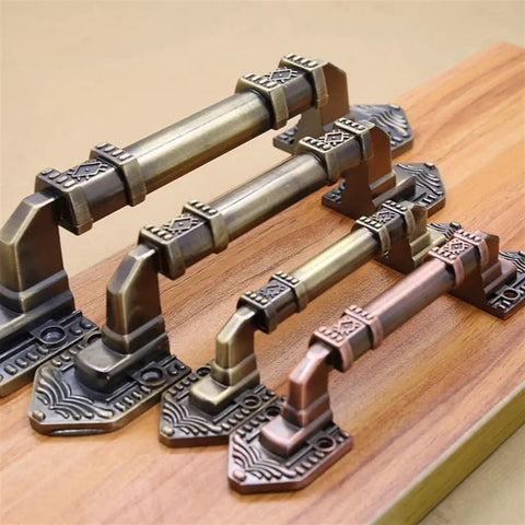 Antique Copper Finish Wood Barn Door Handle Set With Flush Mount Aluminum Alloy Drawer Pull For Cabinets And Doors