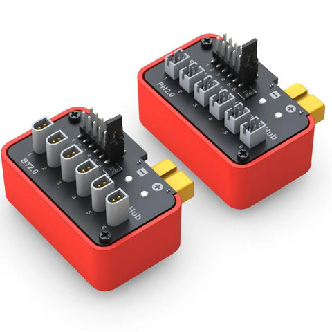 Six Port Battery Charging Hub With BT2.0 And PH2.0 Connectors For Rechargeable Iron Cells Up To 2.0A Output, dual view