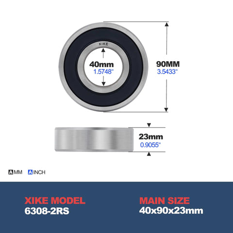 Four Pack 6308-2RS Deep Groove Ball Bearings 40x90x23mm Rubber Sealed, Pre Lubricated, Smooth Rotation, Stable Performance, Cost Effective, High Durability, Perfect For Machinery, DIY, And Home Workshop Projects
