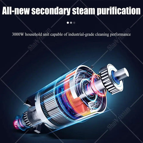 Heavy-Duty 3000W Professional Steam Cleaner With 3.5 Gallon Tank showing industrial-grade motor for steam cleaning.