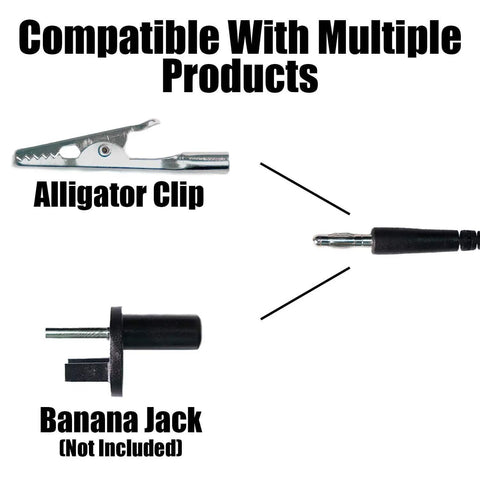 Anti Static ESD Wrist Strap Kit With Blue Fabric Wrist Band And Black Coil Cord Set showing alligator clip and banana jack