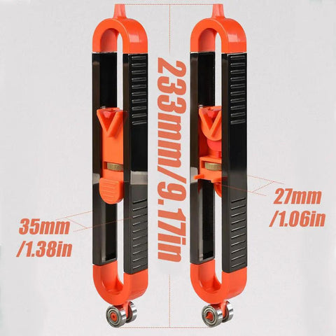 Slick Contour Scribe Copy Gauge With Rigid Abs Body And Rust Proof Steel Pins Includes Two Bonus Pencils Dead Simple For Tracking Baseboard Outlines And Drywall Trim For Weekend Warriors And Nifty DIY Crew, showing detailed measurements.