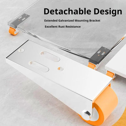Beyond Tough Vertical Track Rollers For Sliding Doors with detachable galvanized mounting bracket and quiet orange casters.