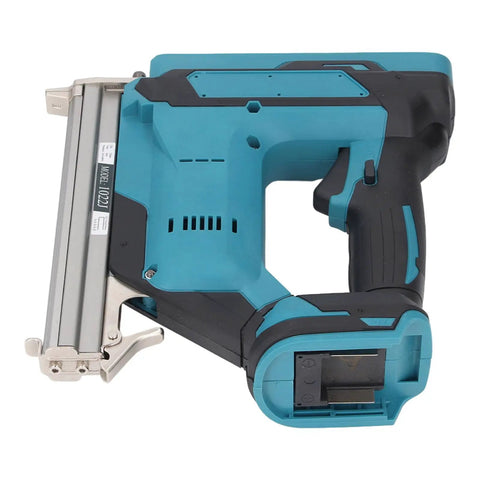 Heavy Duty Cordless Brad Nailer Battery Powered With 100 Nail Capacity Drives 10 To 30 Mm Straight Pins Quick Release Nose Design top view.