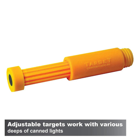 Stop Sweating Those Tricky Drywall Cutouts With This Heavy Duty Magnetic Recessed Light Layout Tool That Snaps Together Through Sheetrock To Nail Perfect Centers And Slash Guesswork Dead, showing a yellow adjustable target tool for recessed lighting.