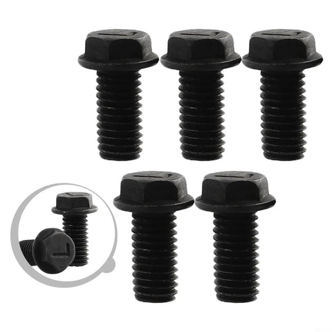 5-Pack Heavy Duty M8 X 18mm Left Hand Thread Hex Flange Screws Made From High Strength Carbon Steel for industrial use.