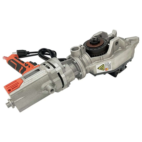 Heavy Duty 2600W Electric Socket Screwdriver With Double Chuck Rebar Threading Tool For Quick And No Sweat Bolting Half To Two Inch Span 110V, shown from a side angle.