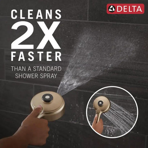 Real Deal 3 In 1 Rainfall And Handheld Shower Head With 360 Pivot Body And High Pressure Pro Clean Spray For A Total Bath Game Changer Upgrade In Polished Champagne Bronze hand-held shower spray in action