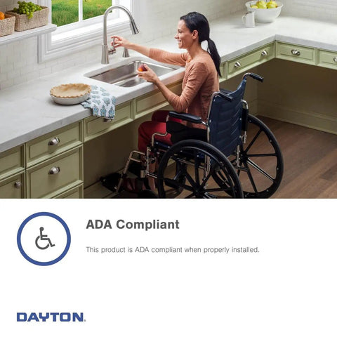 Person in wheelchair using Double Bowl Top Mount Stainless Steel Kitchen Sink 22 Gauge 300 Series Heavy Duty Drop In Installation ADA Compliant