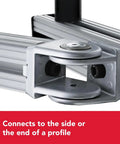 Two Hole Flexible Pivot Joint Connector for Aluminum Extrusions connected to T slot profiles