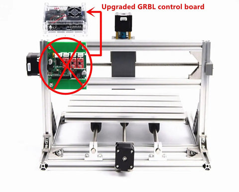3 Axis Desktop CNC Router Kit 3018 With GRBL Control showing upgraded GRBL control board, focus on frame and components