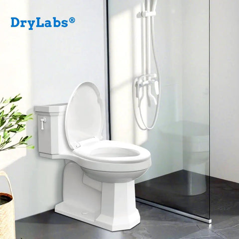 Round Toilet Seat 16.5 Inch Soft Close White Plastic With Rock Solid Mounting That Stays Put All Day Long Smooth Close Action Quick Install Job Total Bathroom Glow Up For Your Home in modern bathroom setting.