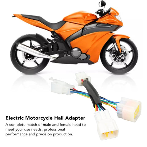 Two Pack Dope Electric Motorcycle Controller Connector Set Waterproof IP67 Hall Sensor Adapter with orange motorcycle background.