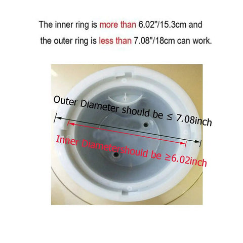 Smart Seat Bottle Holder Replacement Part for Water Dispensers showing size specifications with labeled inner and outer rings