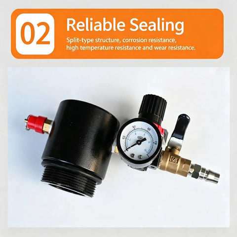 Heavy Duty Pneumatic Oil Transfer Pump With Precision Pressure Gauge And Safety Valve For Drum Fluid Handling, showing pressure gauge and split structure.
