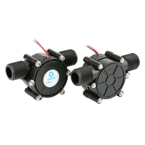 Portable Water Turbine Generator For Home Use With 80V 12V 5V Output, 10W Hydroelectric Tap Turbine, black plastic housing, wiring connections