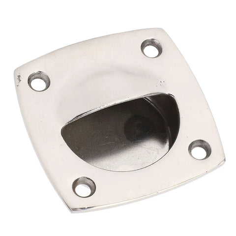 Badass Marine Grade Solid Stainless Steel Flush Pull Handle Rust Proof Cabinet Hardware Minimalist Square Design close-up view.