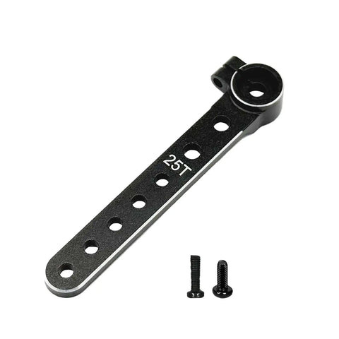 Two Pack 7075 Aluminum 25T Servo Arm Horns Long Steering Servo Arms For RC Cars Planes And Helicopters Black Premium Aluminum