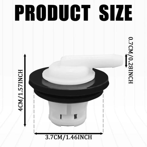 Fuel Tank Vent Plug Kit With Grommet And Valve For Jeep Wrangler And Ford F Series 1980 To 1997 Gas Tank Vent Valve Replacement Durable ABS Sealed Fit No Fuss Install, shown with product dimensions