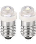 Genuine Premium E10 Screw Base Led Bulbs Dual Pack Dc 6 To 6 3v 0 75w Mini Indicator Lamp showcasing two silver E10 screw base bulbs.