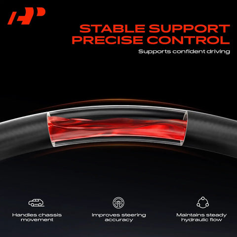 Cutaway of Honda Power Steering High Pressure Hose Line Assembly for CR-V 2002-2006 and Element 2003-2011 detailing fluid flow.
