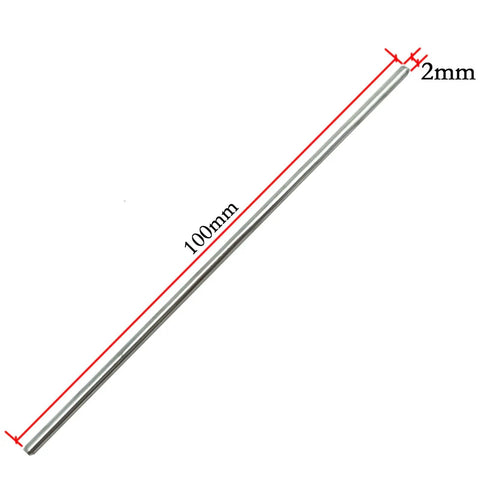 2mm shaft axle for Dope Plastic Wheel Set With 2mm Shaft Axles For DIY RC Cars Boats And Helicopters, 100mm length, silver