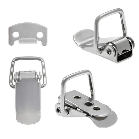 Spring Loaded Toggle Lock Clasp Latch Set In Stainless Steel Anti-Corrosion Cabinet And Box Security Clasps With Mounting Screws