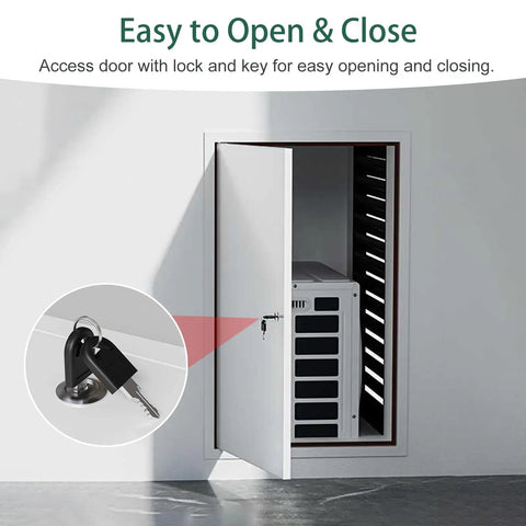 Tough As Nails Aluminum Wall Access Panel And Heavy Duty Hidden Service Door For Air Conditioning And Plumbing Repairs. Dark gray access door with lock and key.
