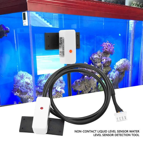 Non-Touch 24V Liquid Level Sensor With NPN/PNP Output For Non-Metallic Containers 20mm Sensing Range displayed near aquarium