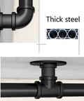 Black thick steel pipe fittings showing elbow and joint connections, suitable for strong industrial applications.