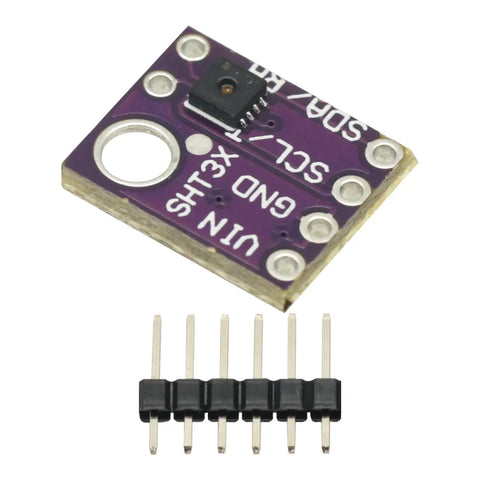 Temperature And Humidity Sensor Module With I2C Breakout For Arduino, SHT31-D Sensor, 3V To 5V Power, detailed circuit board and pins