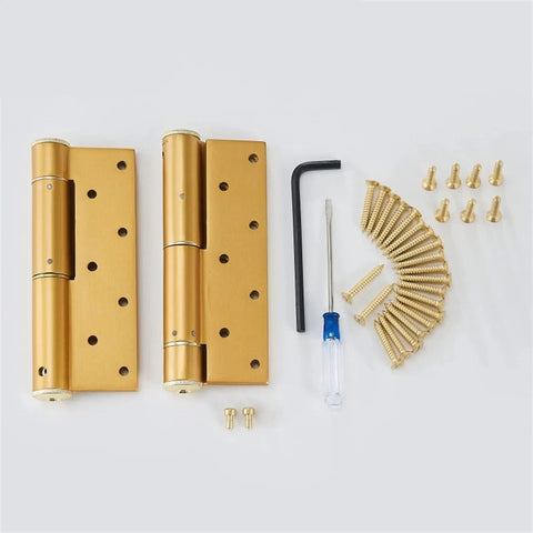 Slick Hidden Hydraulic Door Hinge Automatic Soft Close Buffer Damper Heavy Duty Rust Proof Gold Finish Three Piece Kit with screws and tools