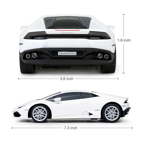 Lamborghini Huracan LP610-4 1 24 Scale RC Car With Realistic Exterior And Interior Officially Licensed White Remote Control Toy side and rear view
