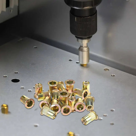 Power tool inserting threaded carbon steel rivet nut from 500 Piece Rivet Nut Kit Carbon Steel Threaded Inserts Galvanized Set