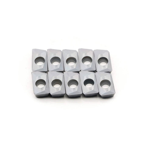 10pcs APMT1604PDER-M2 carbide inserts for CNC milling, steel, with center holes, front view