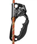 Ergonomic Hand Ascender For Right Hand Climbing Tool SRT Rope Gear with rock solid rubber grip on climbing rope